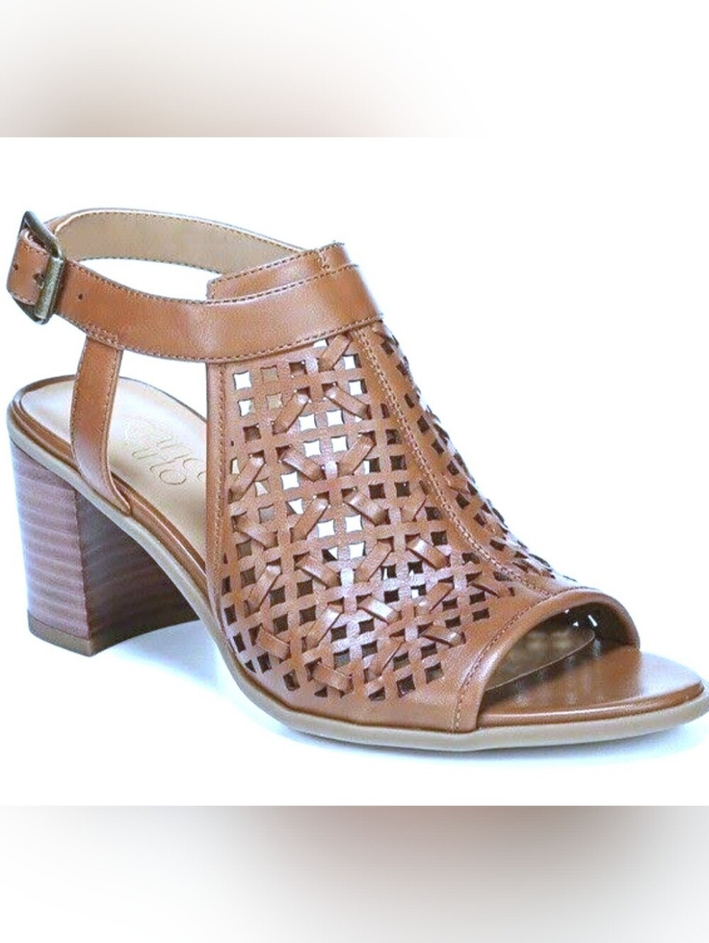 Franco SartoFRANCO SARTO Harlet3 tan leather block 3in heel sandalbuckle Sz 6 5